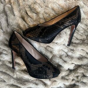 Claudia Ciuti Black And Brown Peep-Toe Heels | Designer Footwear | Size 9